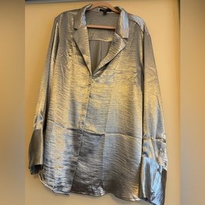 NWOT Ellos silver long sleeve blazer type blouse size 30.